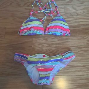 Victoria Secret Colorful Stripped Triangle Bikini